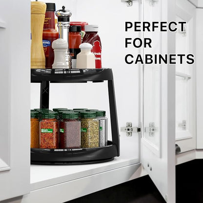 Simple Houseware 2-Tier Lazy Susan Spice Organizer, 10-Inch Diameter, Rustic - Image 7