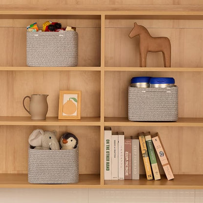 Small Organizing Baskets for Cubes Shelf, 9.7x9.7x7.1 Inch Rope Woven Storage - Image 4