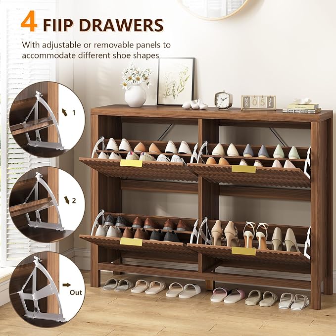 47" Fluted Shoe Cabinet Stoarge - Image 4