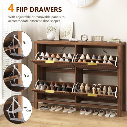 47" Fluted Shoe Cabinet Stoarge - Image 4