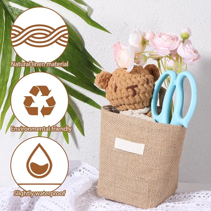 Small Hanging Basket, Small Wall Basket Cotton and Linen Hanging Storage - Image 3
