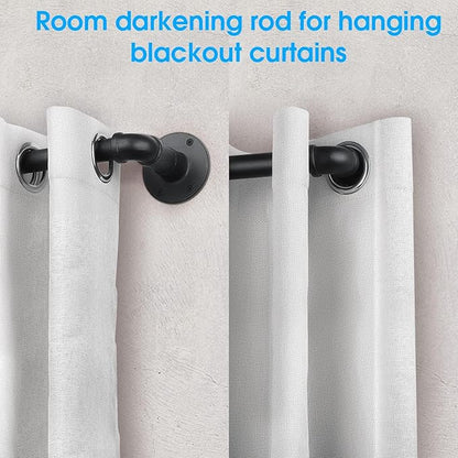 Black Industrial Curtain Rod, 30-168 Inch, Window Treatment Single Rods - Image 2