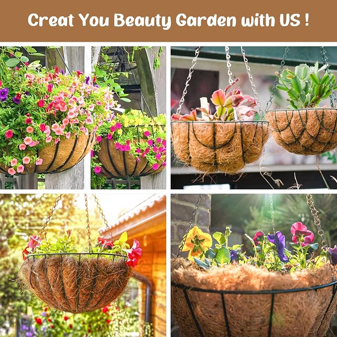 3 Pack 20 Inch Hanging Basket Coco Liners Replacement, 100% Natural Round - Image 7