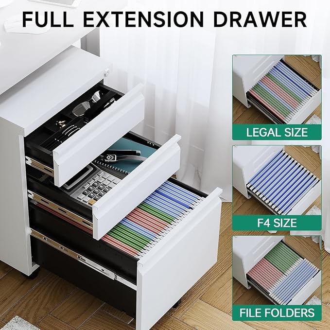 Letaya 3 Drawer Mobile File Cabinet - Image 8