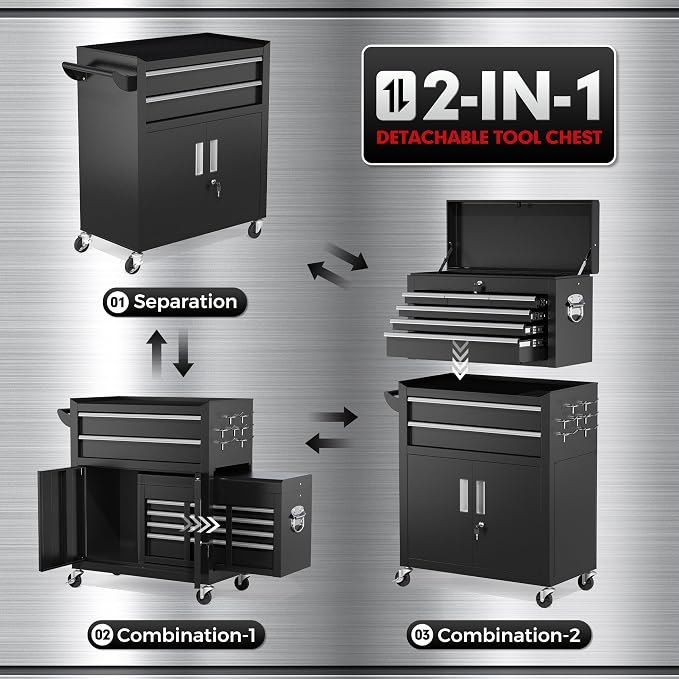 INTERGREAT 8-Drawers Rolling Tool Chest, Assembled Tool Chest - Image 7