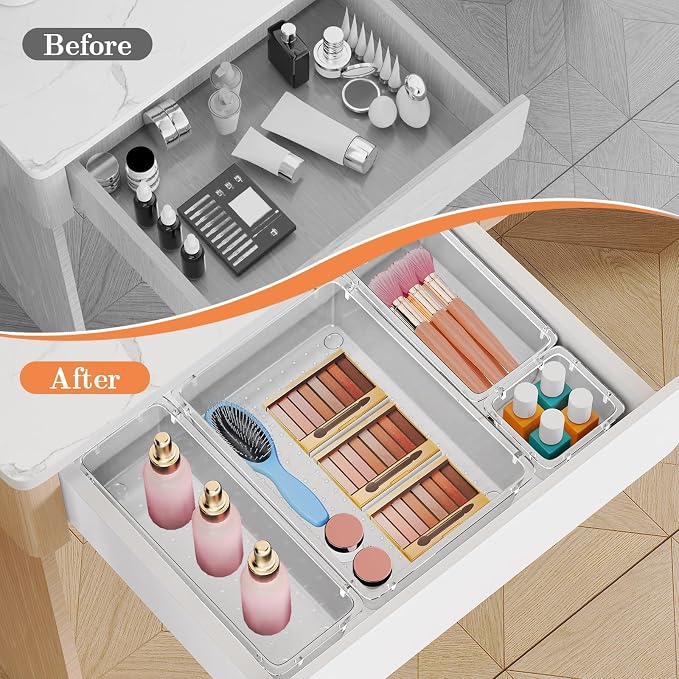 25 PCS Plastic Drawer Organizer Set, 4-Size Versatile Organizer Trays & storage - Image 4