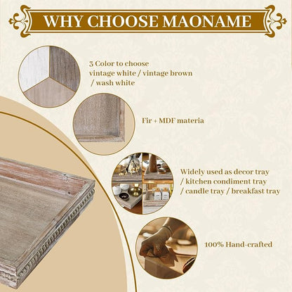 MAONAME Wood Serving Tray, Farmhouse Wooden Tray - Image 8