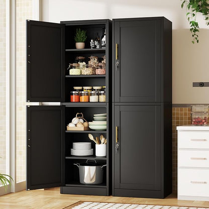 Tall Metal Narrow Bathroom Storage Locker Cabinet 67" H, Tall Black Pantry - Image 3