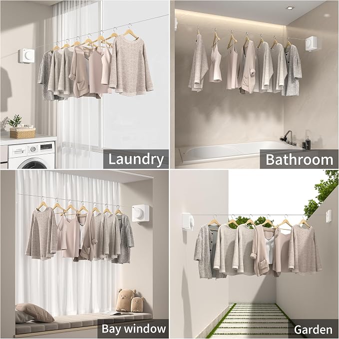 JOOM Retractable Clothesline Heavy Duty Clothes Drying Laundry Line Wall - Image 8