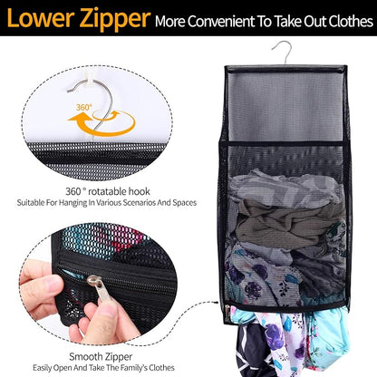 Hanging Collapsible Breathable Mesh laundry bags, Fast Drying Portable Space - Image 4