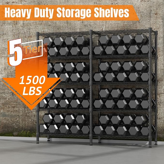 Homdox 5 Tier Storage Shelves Wire Shelving Unit Metal Shelves - Image 4