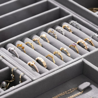 Velvet Jewelry Drawer Organizer Trays – Grey Stackable Jewelry Storage Inserts - Image 5