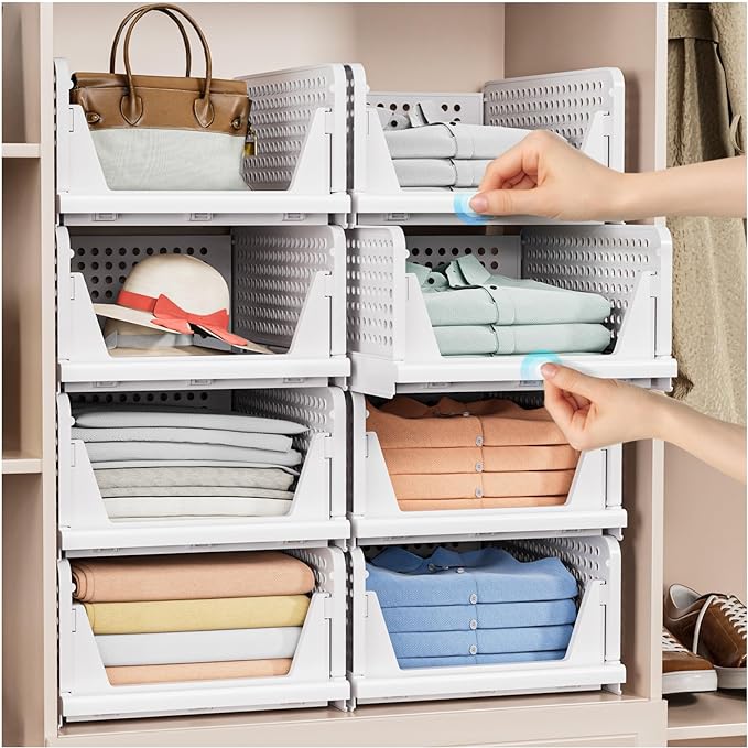 4 Pack Stackable Closet Storage Basket - Image 2