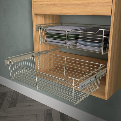 Classic 30" Closet Wire Basket in Satin Metal - Image 3