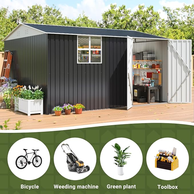 Polar Aurora 10X12 FT Metal Outdoor Storage Shed - Image 7
