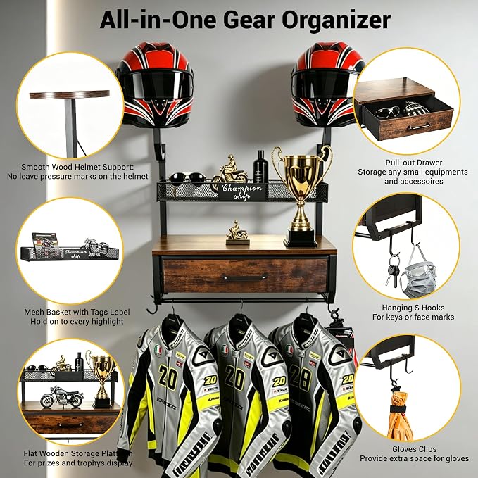 Motorcycle Helmet Holder Wall Mounted - Image 4