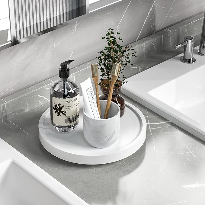 Turntable Vanity Tray 9 Inch for Perfume Candle, Bamboo Kitchen Sink Countertop by VeyFey