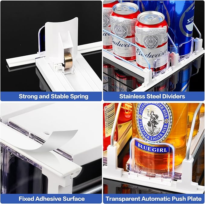 Drink Organizer for Refrigerator, Automatic Pusher Drink Dispenser for Fridge - Image 3