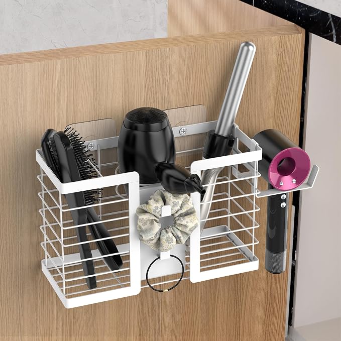 FUNKYLEE Hair Tool Organizer, 3 in 1 Metal Bathroom Blow Dryer Organizer Wall by FUNKYLEE