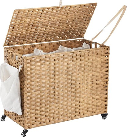 Laundry Hamper with Wheels, 52.8 Gallon Rolling Laundry Basket with Lid by Hiagnete