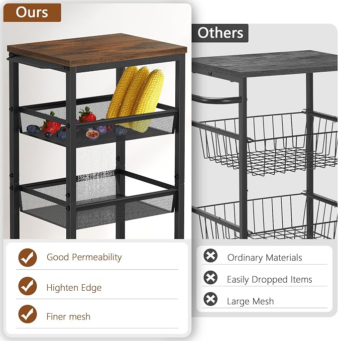 Hoctieon Rolling Storage Cart, 4-Tier Wide Panel Kitchen Storage Cart, Utility - Image 8
