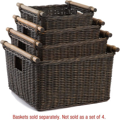 The Basket Lady Deep Pole Handle Wicker Storage Basket, 11.5 in L x 11.5 in W x - Image 4