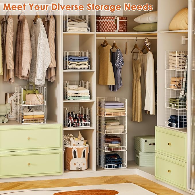 5-Tier Stackable Closet Storage Shelves, Closet Organizers and Storage Basket - Image 8