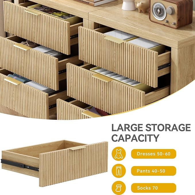 6 Drawer Dresser, Modern Wood Storage Chest of Drawers Organizer - Image 7