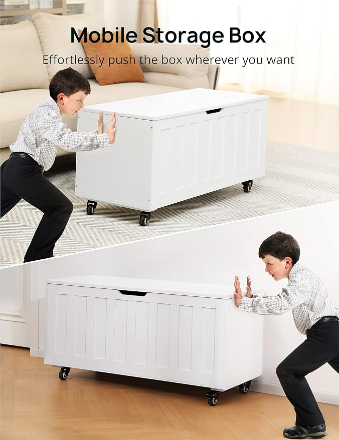 HYZ Storage Chest, 39.4'' Wooden Storage Bench - Image 3