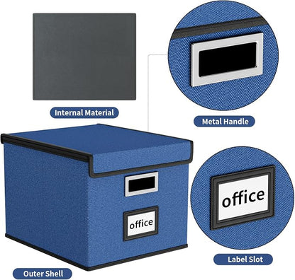 File Organizer Box with Lids, Collapsible File Folder Organizer | File Box with - Image 4