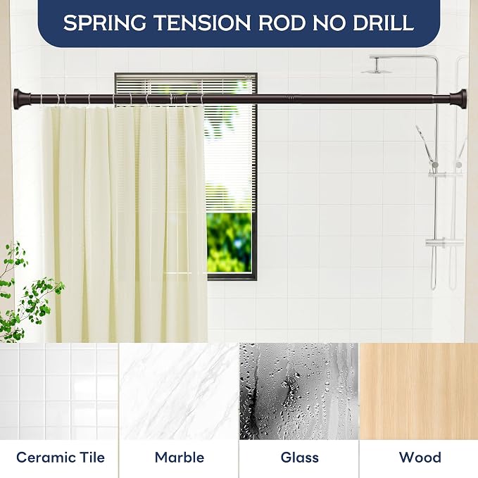 Adjustable Shower Curtain Rod 31-104 Inch, Never Rust Stainless Steel Brown - Image 4