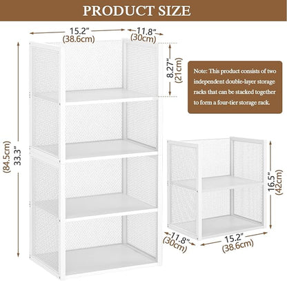 4-Tier Stackable Closet Organizers and Storage Basket, Wire Clothes Shelf - Image 2