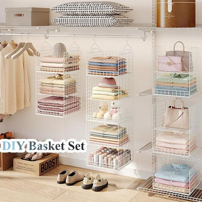 Yuyetuyo 5 Tier Hanging Closet Organizer Separable Hanging Closet Shelves - Image 7