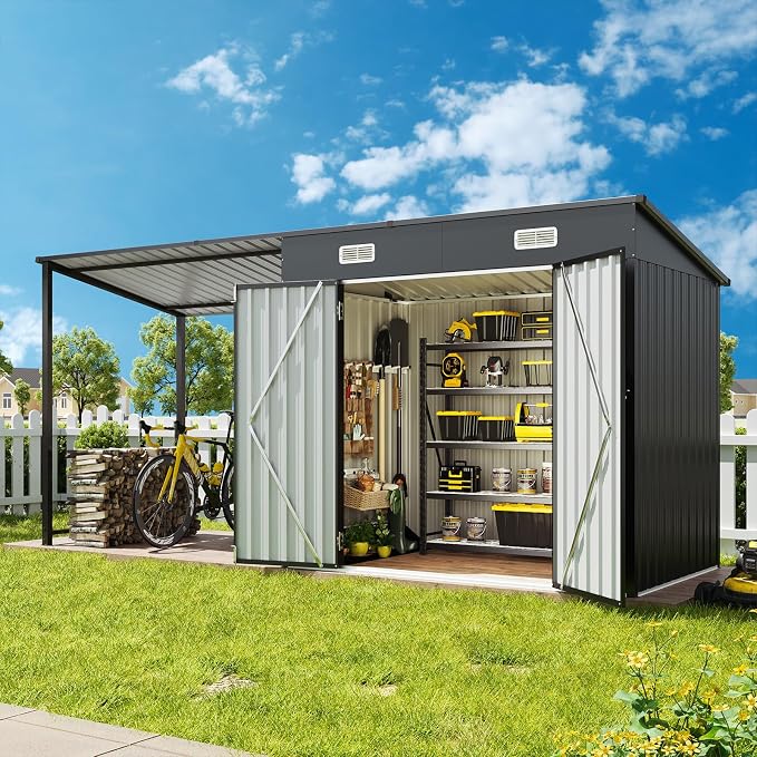 Aoxun 6x4FT Outdoor Storage Shed & Hardtop Gazebo Combo - Image 3