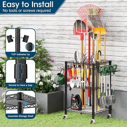 T1 Garden Tool Organizer（With Lockable Wheels）Heavy Duty Garage Tool Storage - Image 5