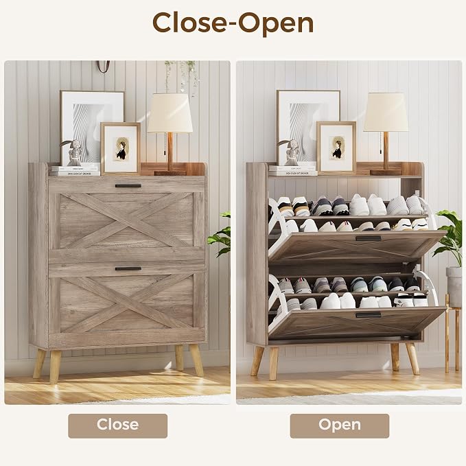 Homleke Farmhouse Shoe Storage Cabinet - Image 6