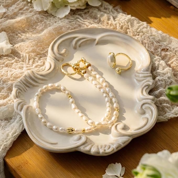 LYEOBOH Jewelry Tray, Ceramic Trinket Dish, Jewelry Dish by LYEOBOH