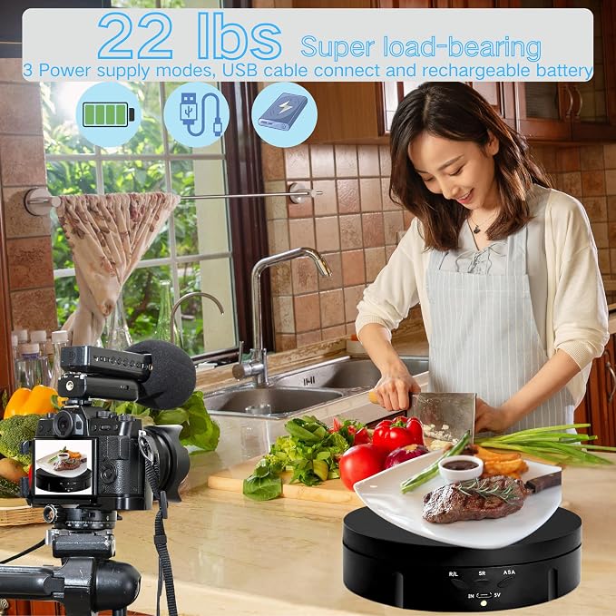 JAYEGT Motorized Rotating Display Stand, 5.74inch /22lbs Load, 360 Degree - Image 2