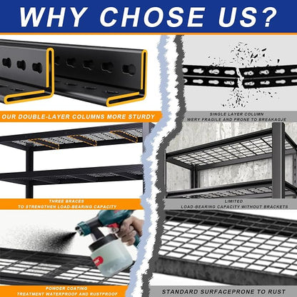 Storage Shelves Heavy Duty Metal Shelving 84" H, Adjustable Garage Shelves - Image 4