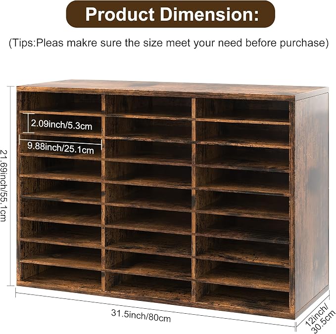 Literature Organizer 27 Slots Wooden Mailboxes - Image 2