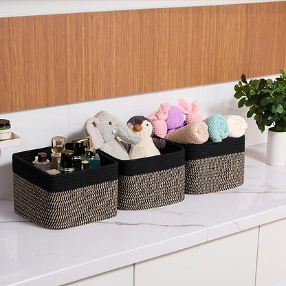Small Organizing Baskets for Cubes Shelf, 9.7x9.7x7.1 Inch Rope Woven Storage - Image 6