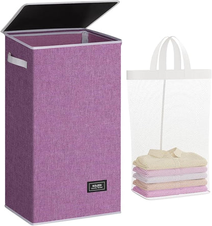 SOLEDI Laundry Hamper with Lid 100L Large & Tall Collapsible Laundry Basket by SOLEDI