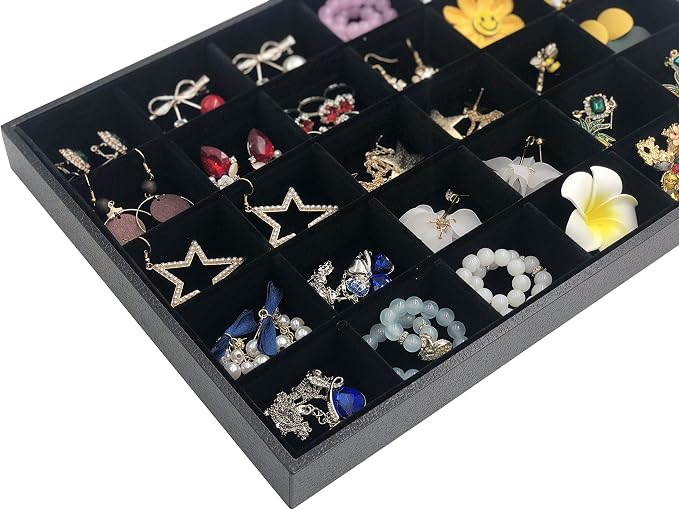 Stratalife 30 Grid Jewelry Organizer Tray, Stackable Drawer Earring Organizer - Image 3