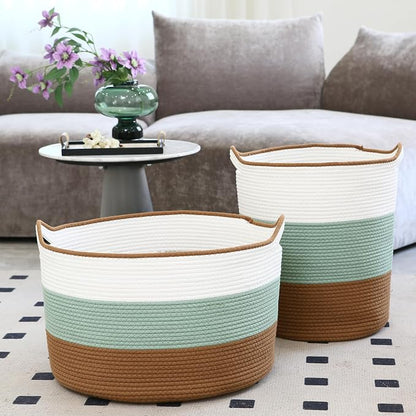 Sea Team Large Size Cotton Rope Woven Storage Basket - Image 7