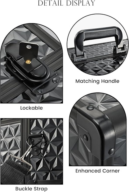 Joligrace Makeup Train Case Professional Cosmetic Organizer Aluminum Storage Box - Image 5