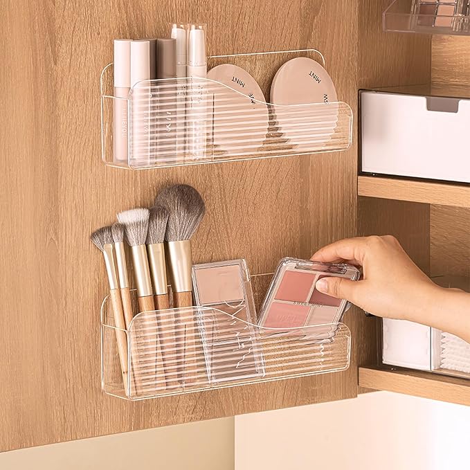 Bathroom Medicine Cabinet Organizer Set, Narrow Compact Makeup Shelves Holder - Image 2