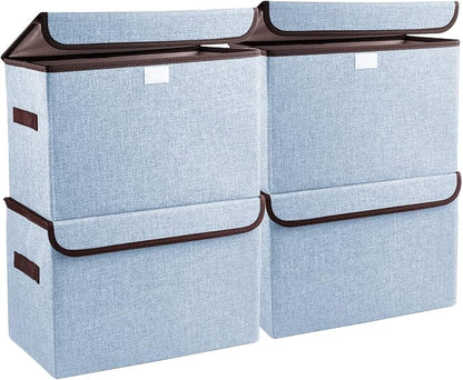 Foldable Storage Bins with Lids, Decorative Storage Baskets, Large Storage Boxes by Bagnizer
