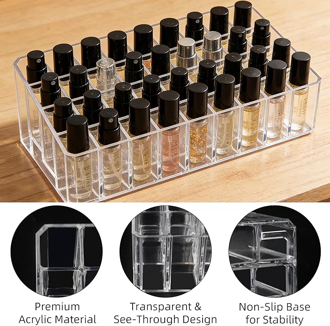 Rollerball Perfume Organizer, 36 Spaces Acrylic Fragrance Organizer, Lipstick - Image 3