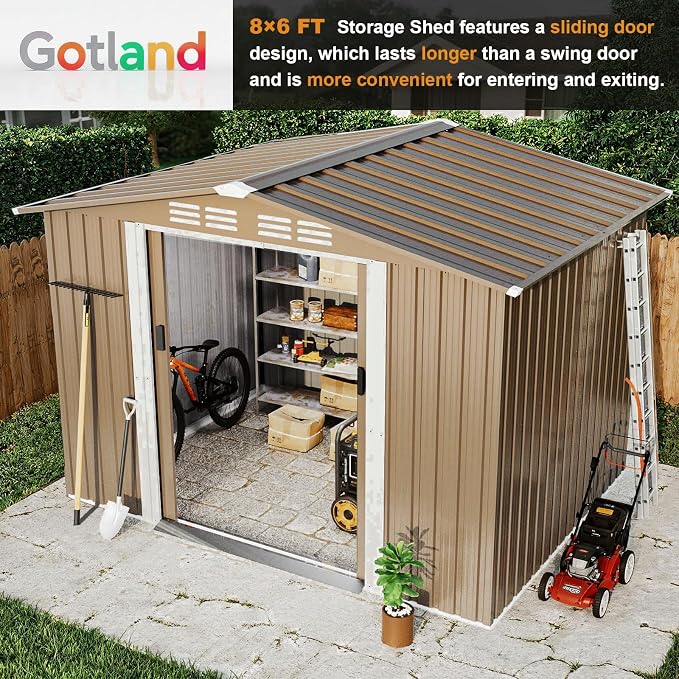 Gotland 8FT x 6FT Sheds & Outdoor Storage, Metal Shed - Image 4