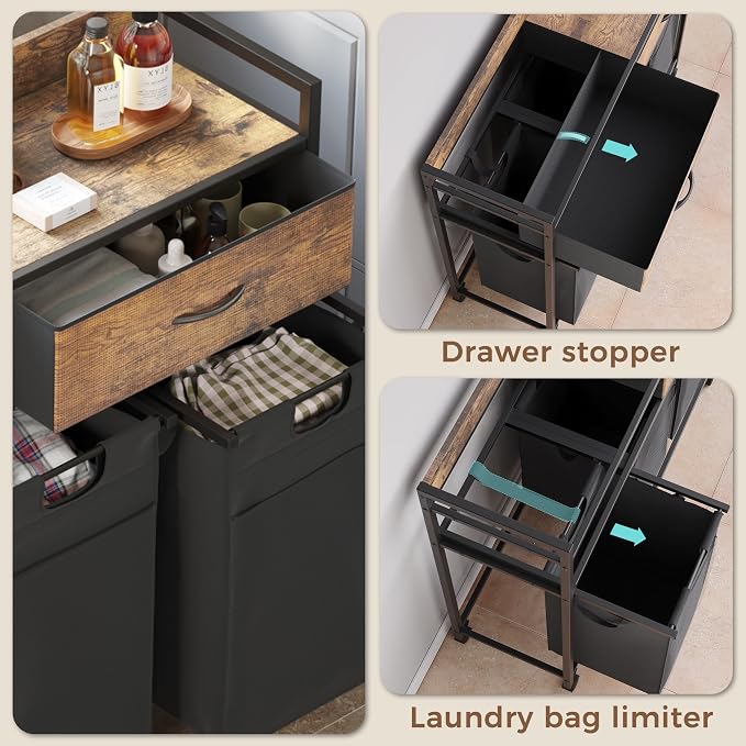 Laundry Hamper baskets 3 Section - Image 2